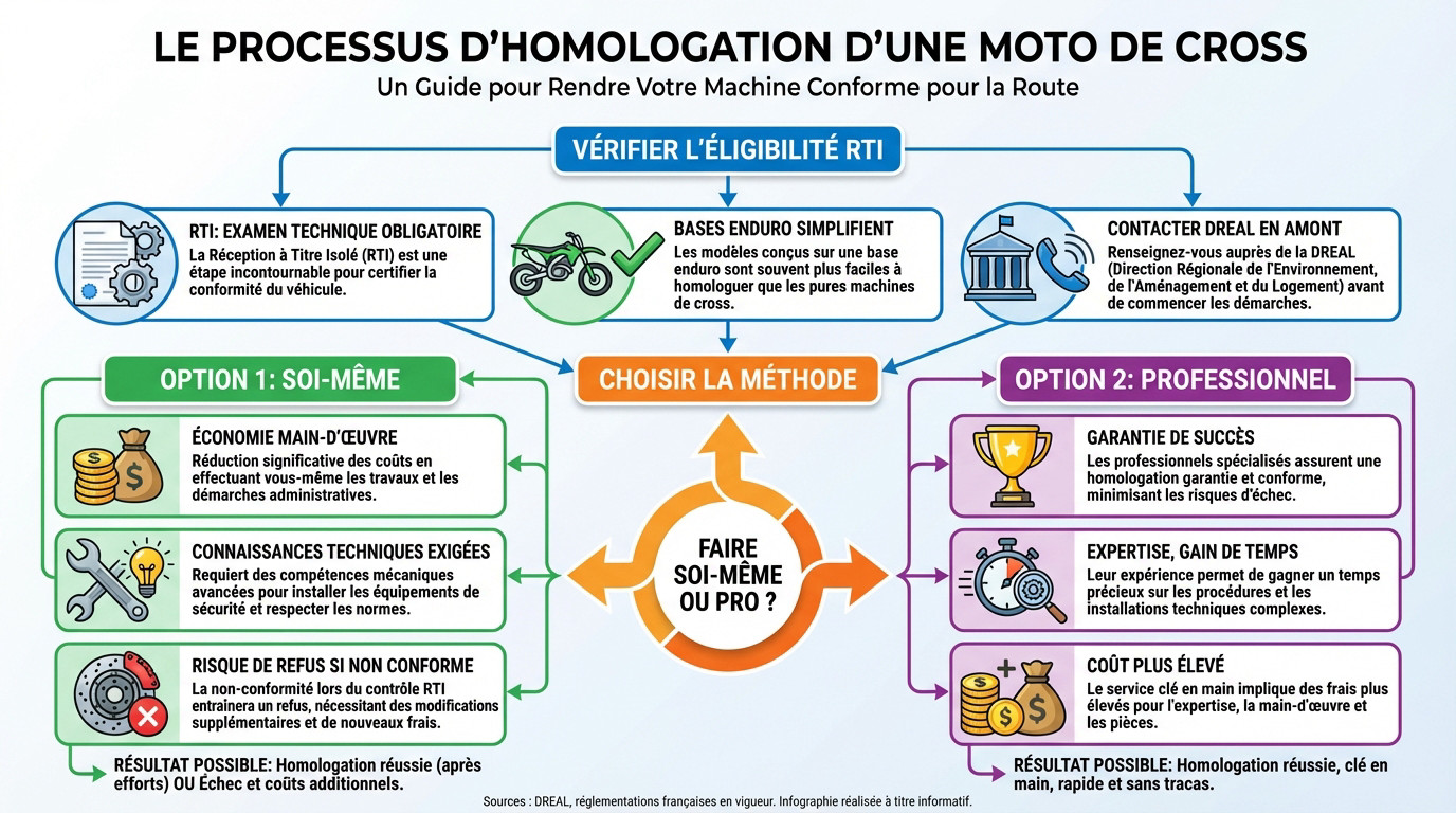 Le processus technique pour l'homologation d'une moto de cross