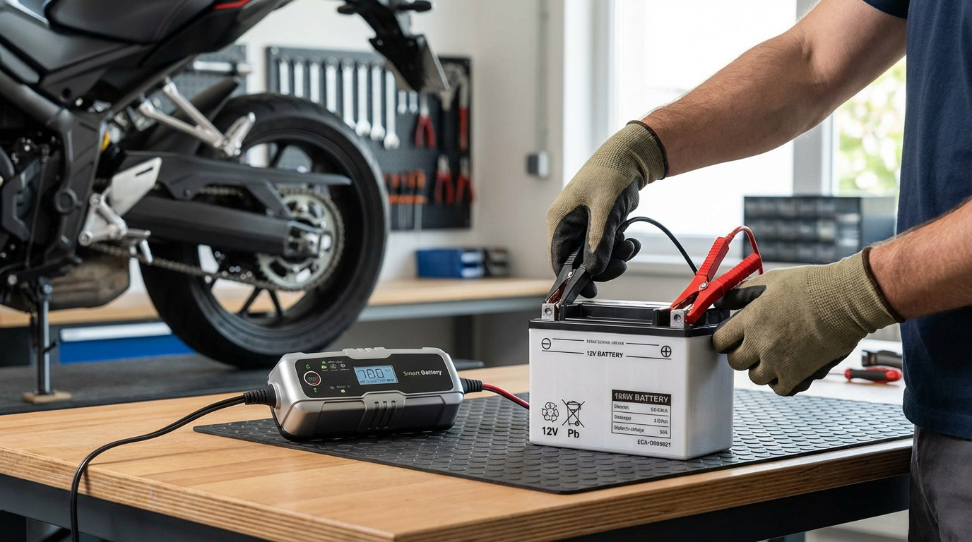 Chargeur intelligent pour batterie de moto, essentiel pour éviter les étincelles lors de la recharge