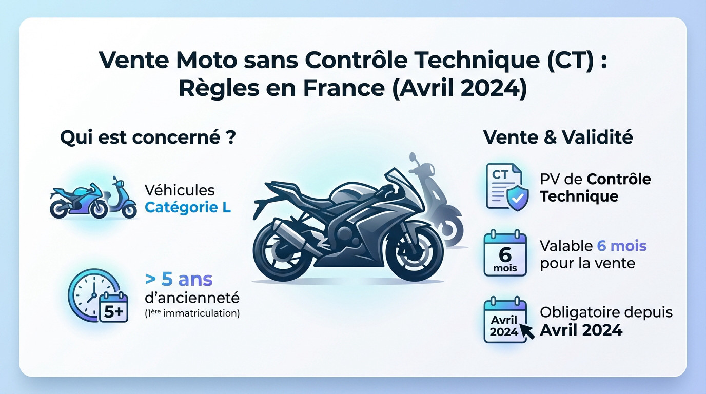 Règlementation vente moto occasion sans contrôle technique avril 2024