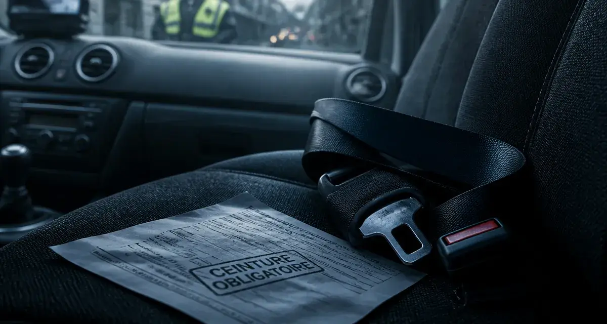 Amende non port de la ceinture : ceinture obligatoire non bouclée dans la voiture