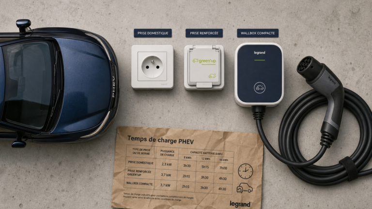 Comment se recharge une voiture hybride : prise renforcée, Green’up et Wallbox