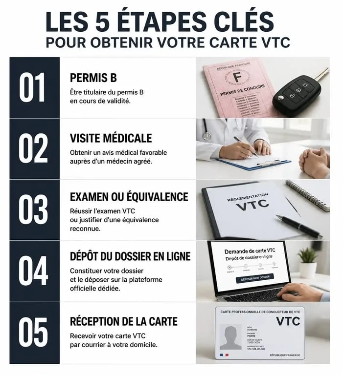 Étapes pour obtenir la carte professionnelle VTC en France