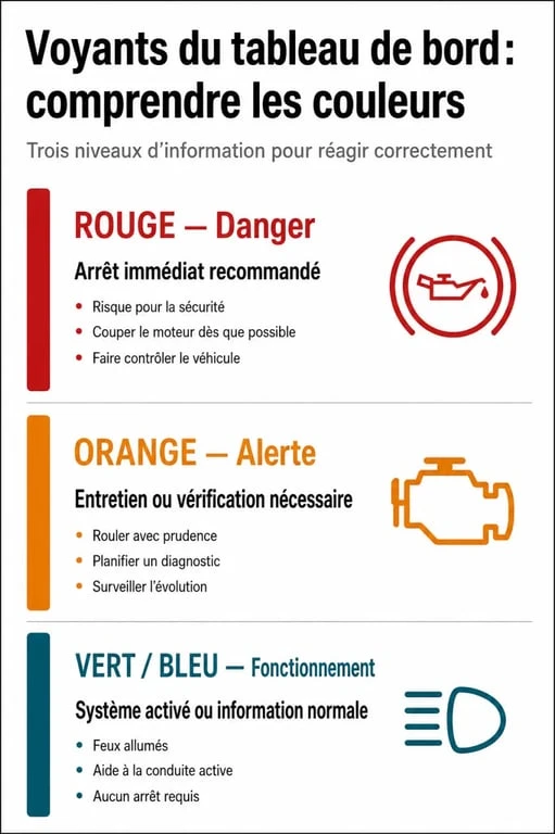 Signification des voyants du tableau de bord Dacia Sandero par code couleur