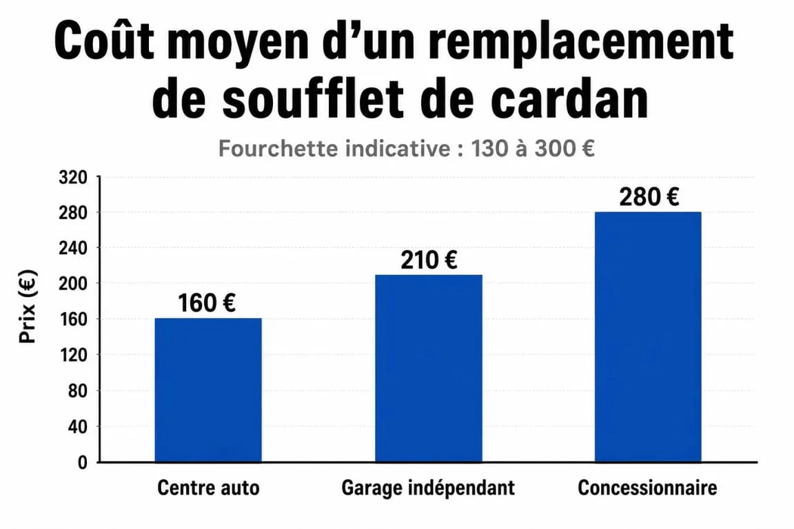 Comparatif des prix pour un changement de soufflet de cardan selon le type de garage