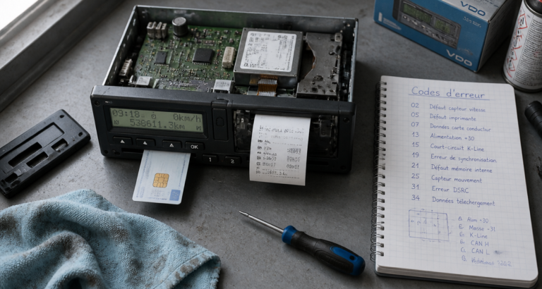liste code erreur chronotachygraphe vue bureau