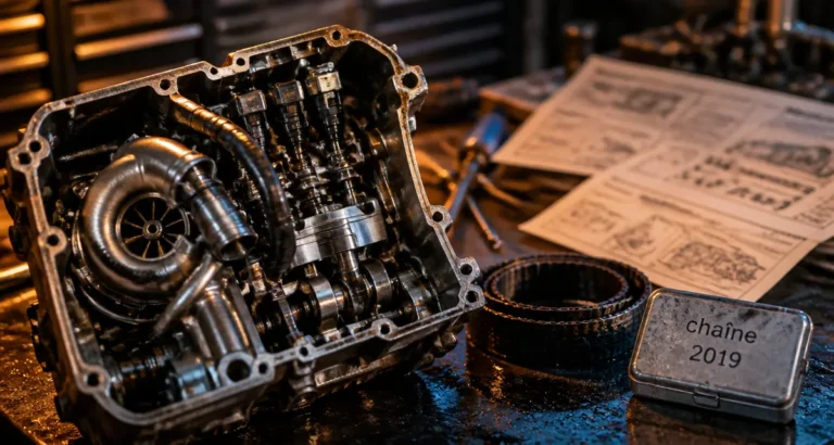Moteur EcoBoost en coupe : turbo, injecteur et Ti‑VCT