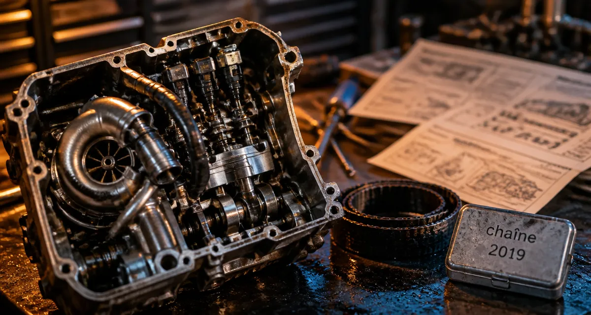 Moteur EcoBoost en coupe : turbo, injecteur et Ti‑VCT