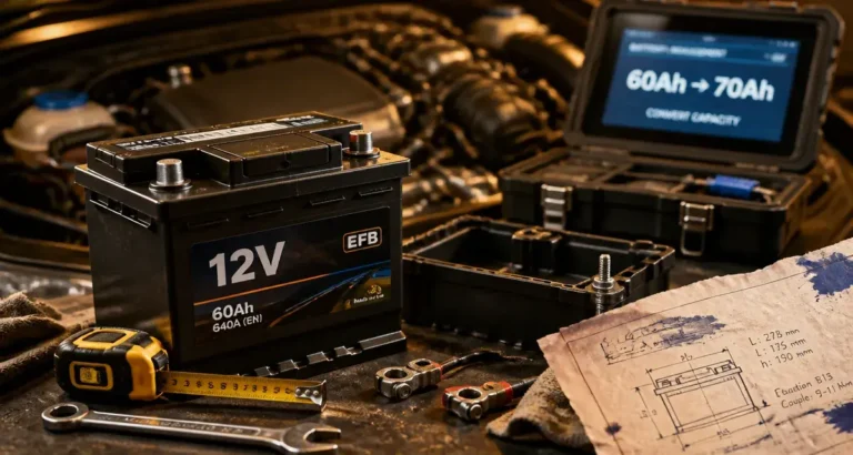 peut on mettre une batterie 70ah au lieu de 60ah : batterie 12V 60Ah remplacée par 70Ah avec outils