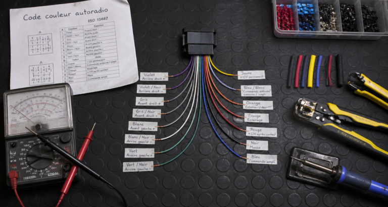 Schéma de branchement autoradio : 8 couleurs de fils à identifier pour éviter les pannes