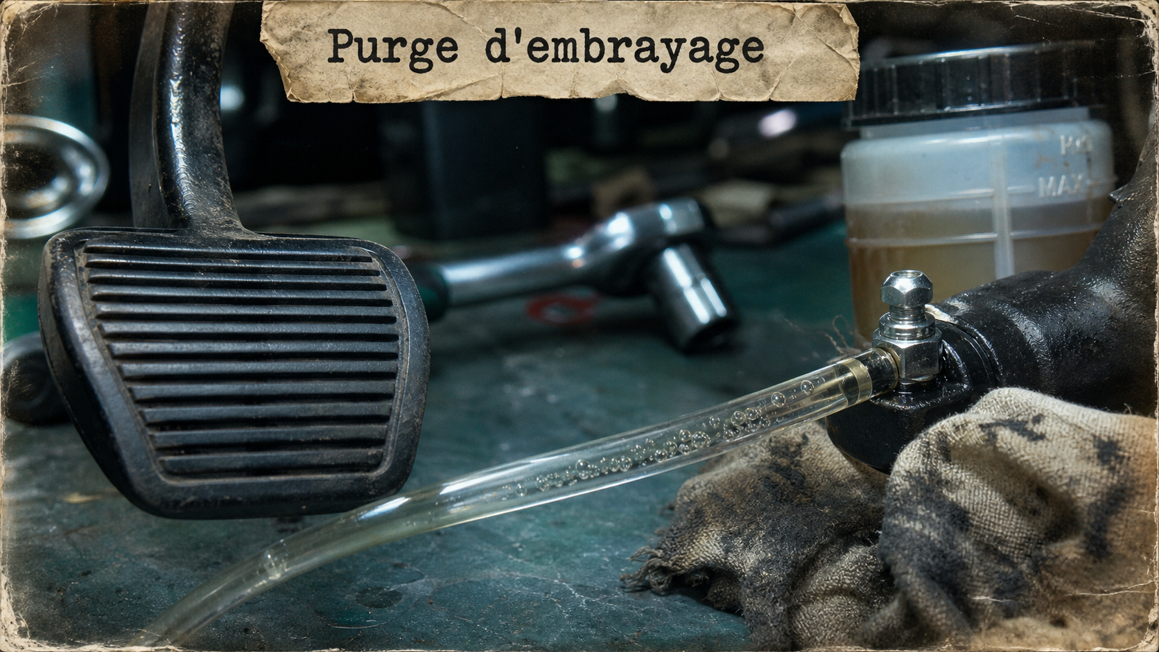 Symptôme mauvaise purge embrayage : bulles DOT4 sur vis de purge