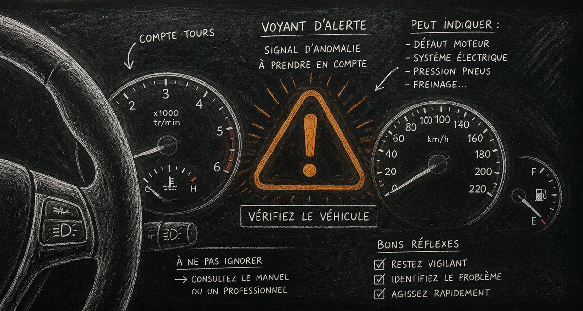voyant point d'exclamation orange sur tableau de bord