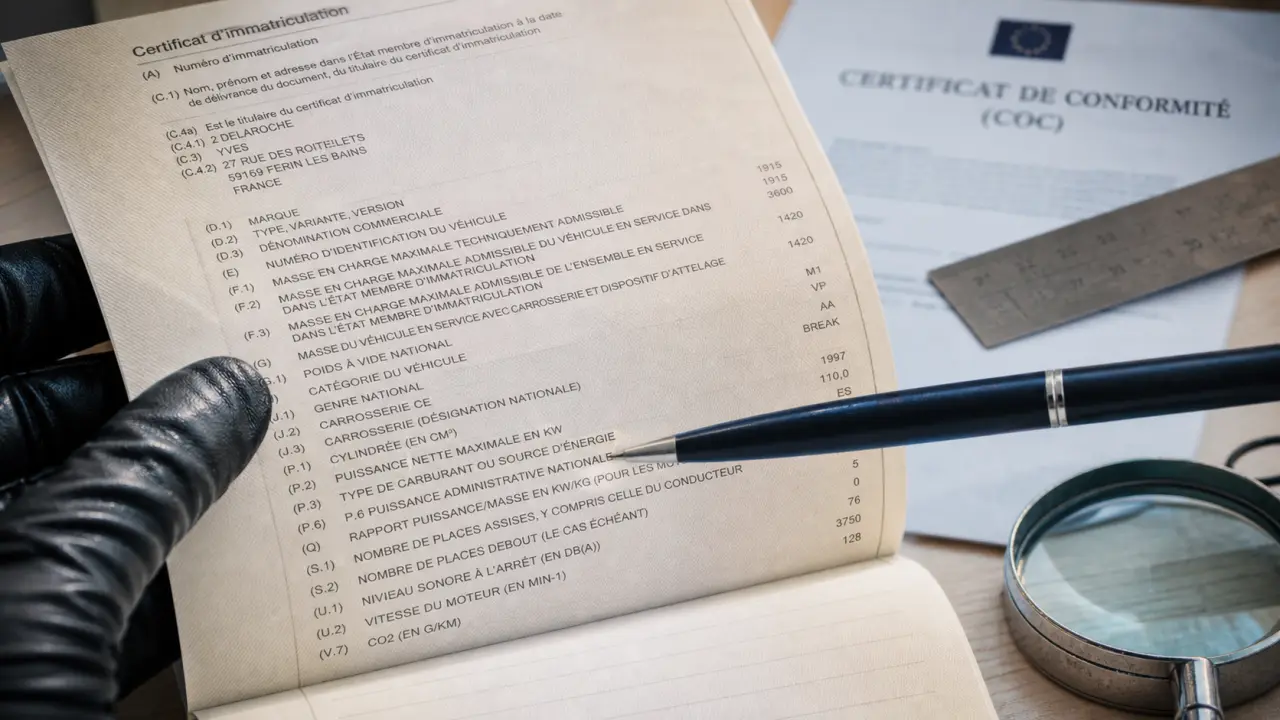 Case p2 carte grise : repère kW (P6 et chevaux fiscaux)