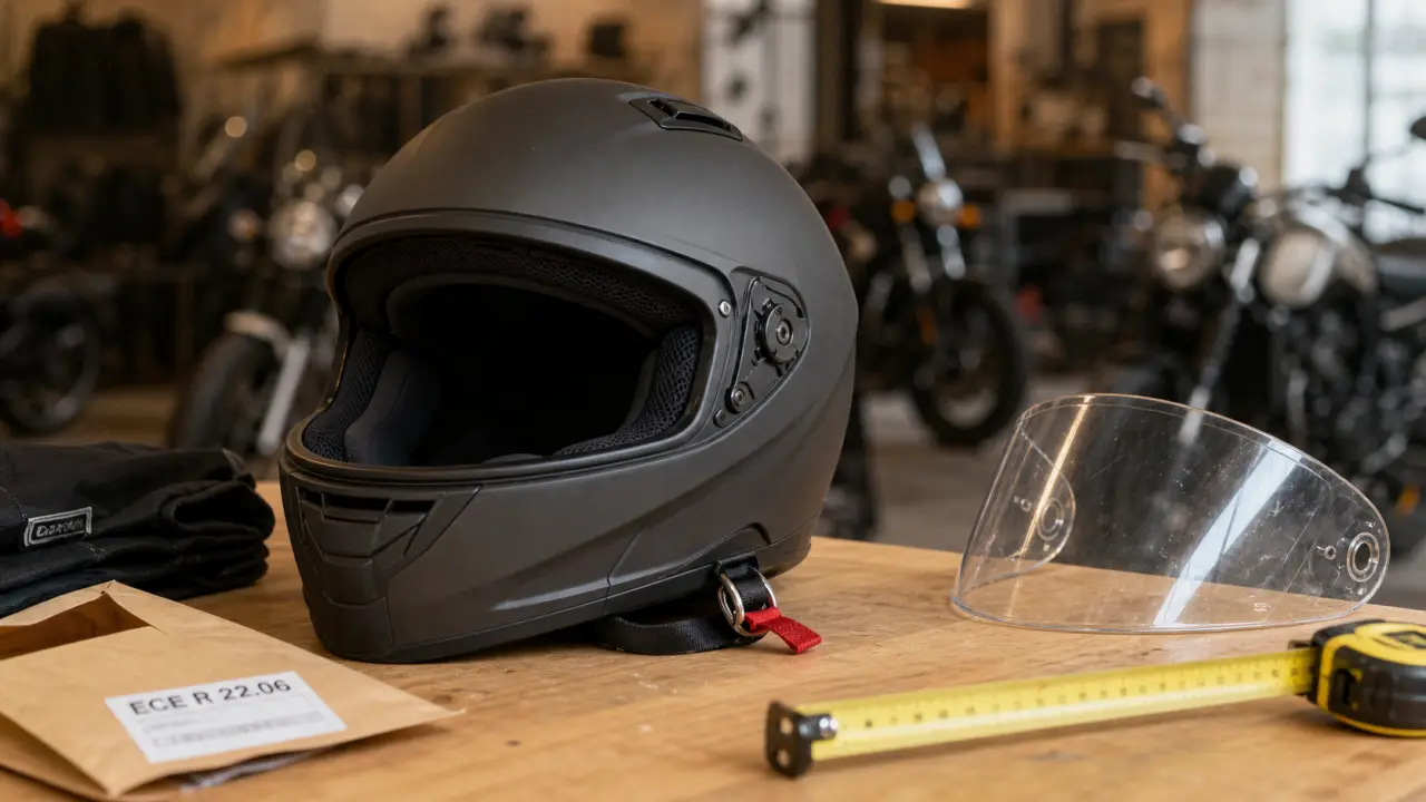 Casque moto 50cc homologué ECE, taille et visière