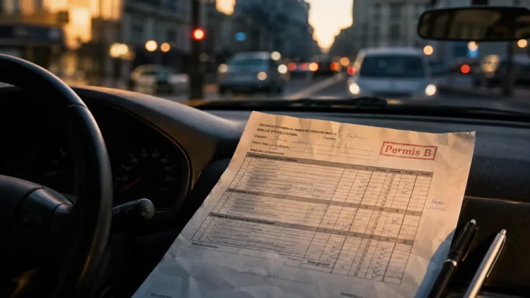 Grille permis : 31 points, 20 minimum, zéro faute