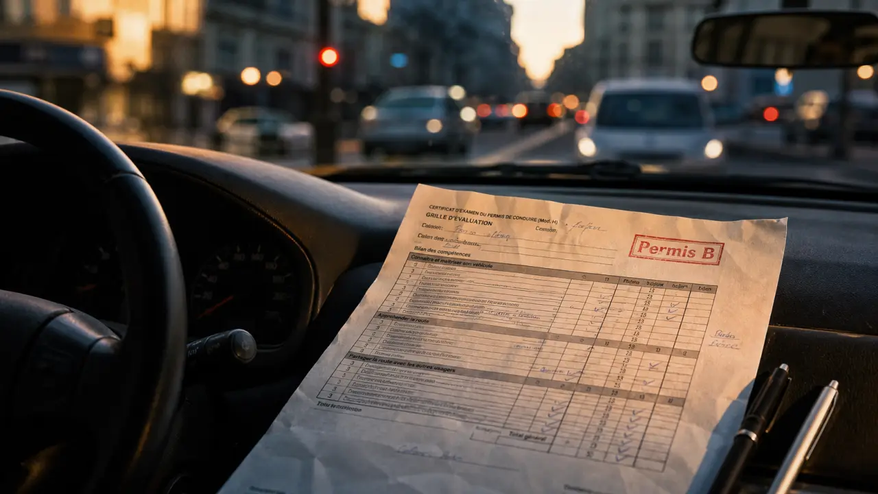 Grille permis : 31 points, 20 minimum, zéro faute