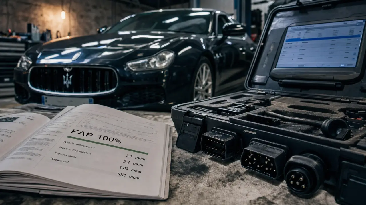Problème moteur Maserati Ghibli diesel : voyant FAP 100 % et diagnostic FAP