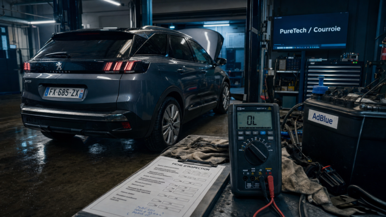 Probleme sur peugeot 3008 : inspection courroie PureTech dans garage