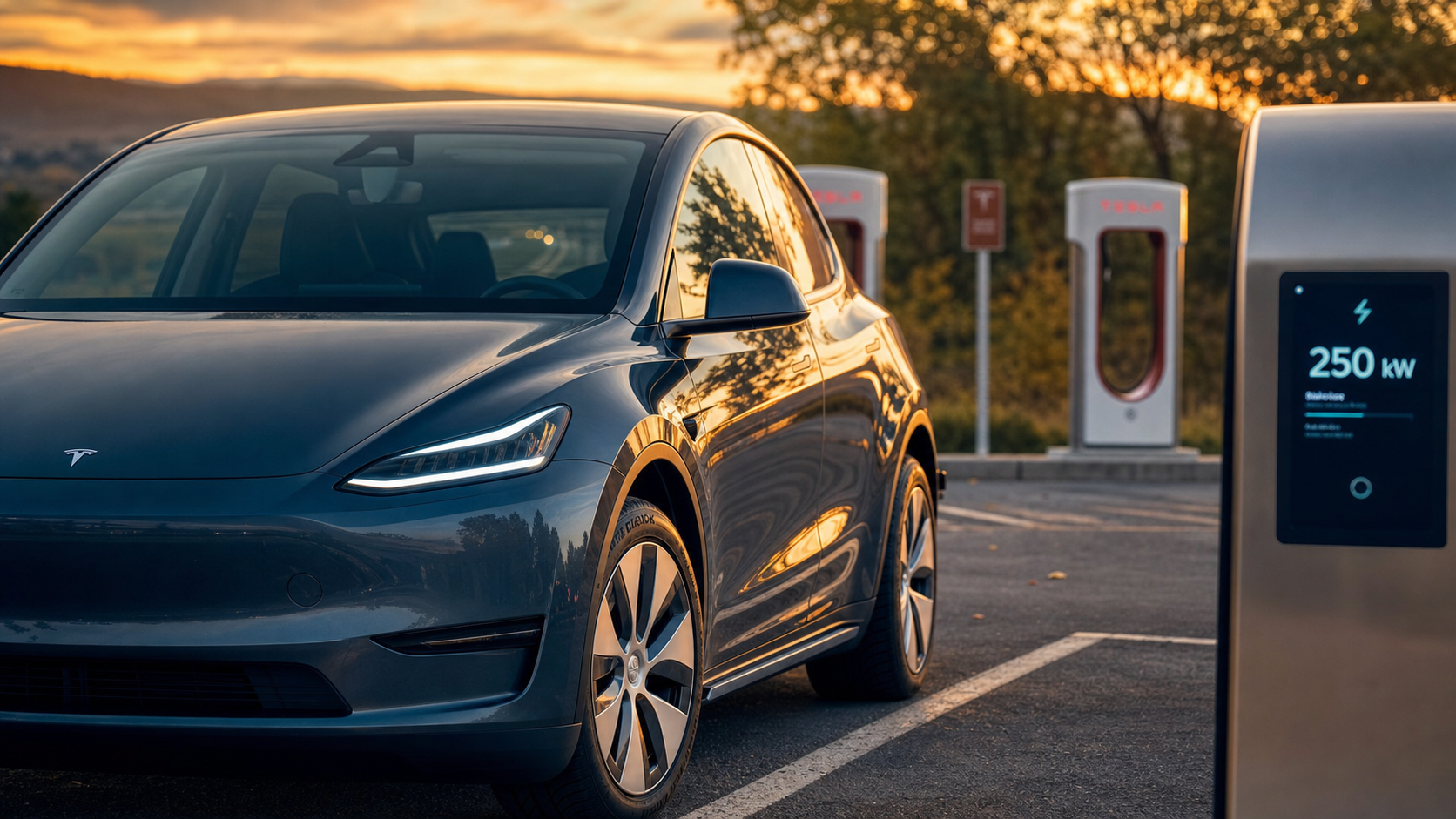 Tesla model y grande autonomie 657 km : recharge 250 kW