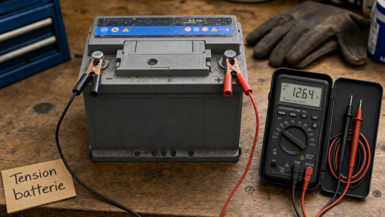 Volt batterie voiture : 12,6 V au repos, 14,7 V moteur tournant