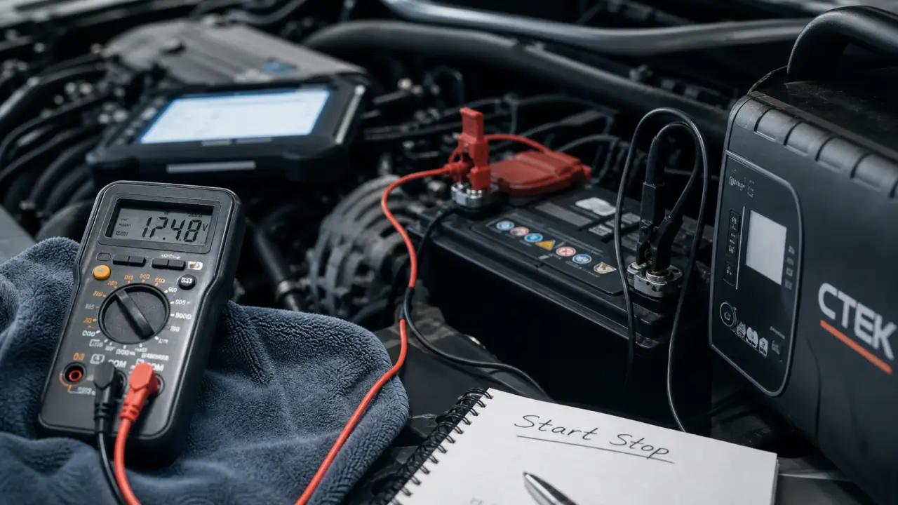 Defaut start and stop et perte de puissance : contrôle batterie et EPC avec multimètre