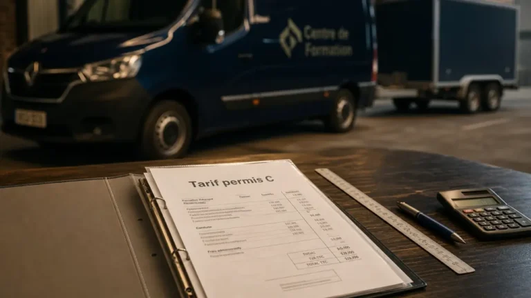 Tarif permis C : 1 900 € TTC, 70 à 105 h de formation et frais à vérifier