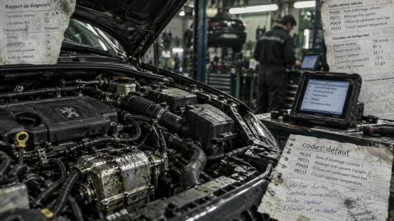 Probleme moteur Peugeot : voyant impose l’arrêt moteur, durites et diagnostic OBD