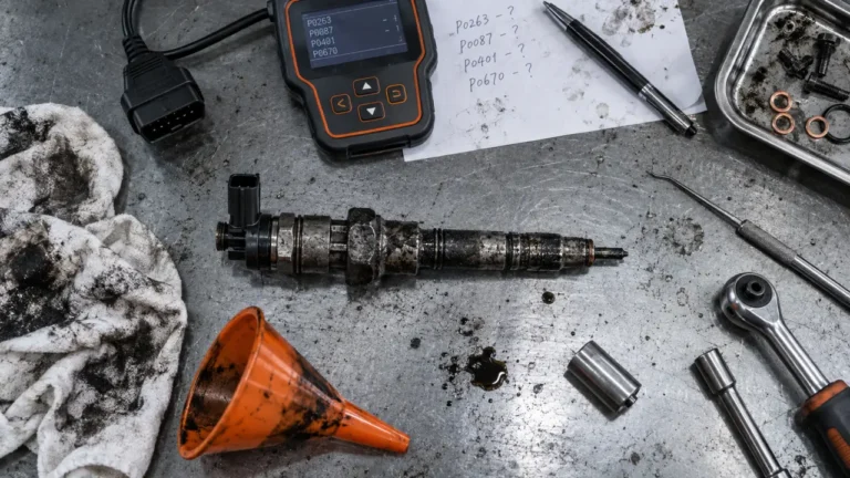 Symptômes injecteur HS : injecteur diesel avec codes OBD-II