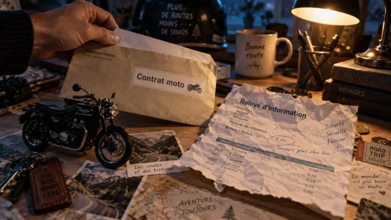 Changement assurance moto : contrat et documents sur table