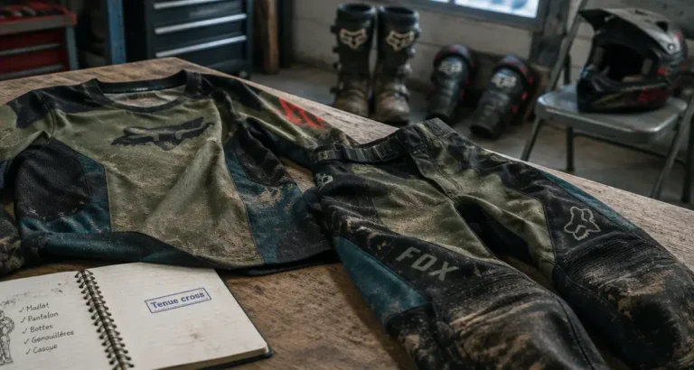 Tenue pour moto cross : maillot et pantalon avec protections